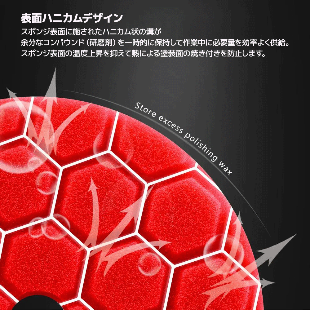 SPTA BAF-UH55/65 ハニカム形状 ウレタンバフ 5枚セット 5インチ/6インチ 研磨 傷消し 鏡面仕上げ