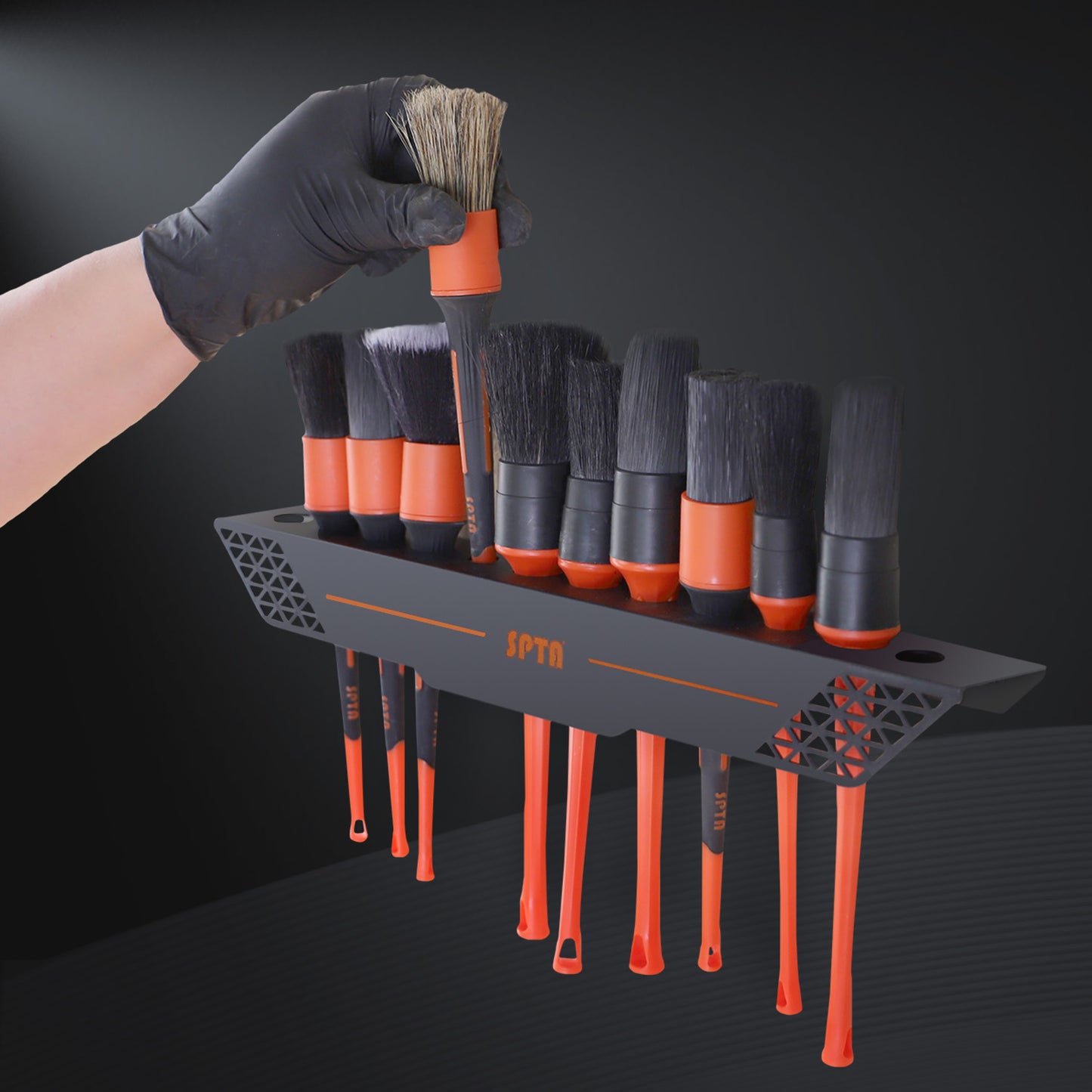 SPTA OT010 ディテイリングブラシ専用 壁掛けホルダー 壁掛け式 12本収納 毛先保護 防錆メタル 【予約販売2026年5月以降順次発送】