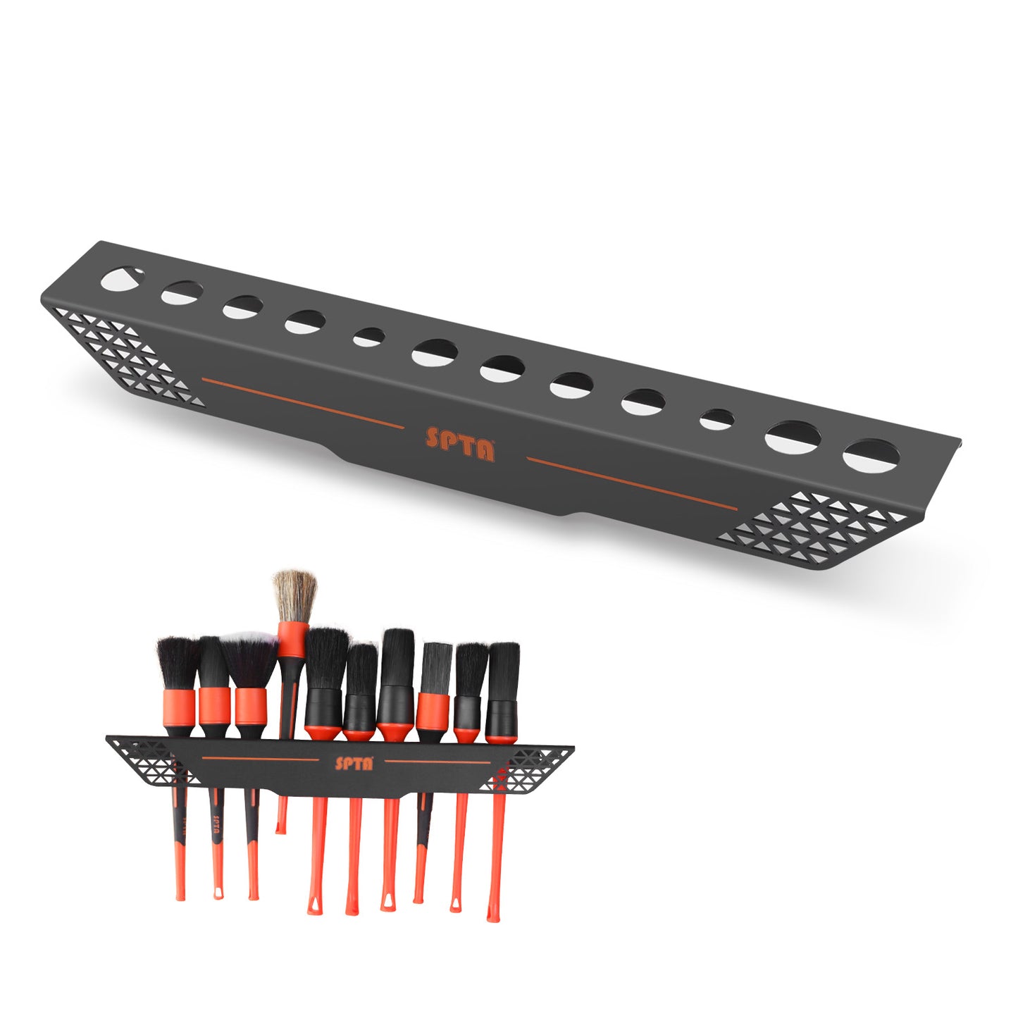 SPTA OT010 ディテイリングブラシ専用 壁掛けホルダー 壁掛け式 12本収納 毛先保護 防錆メタル 【予約販売2026年5月以降順次発送】