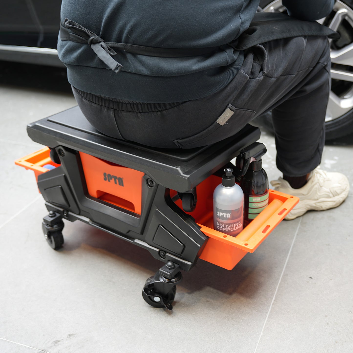 SPTA PT161 モジュラー・ディテイリング・クリーパーシート 分離型 膝当て台車 収納付 作業椅子 キャスター付 【予約販売2026年5月以降順次発送】